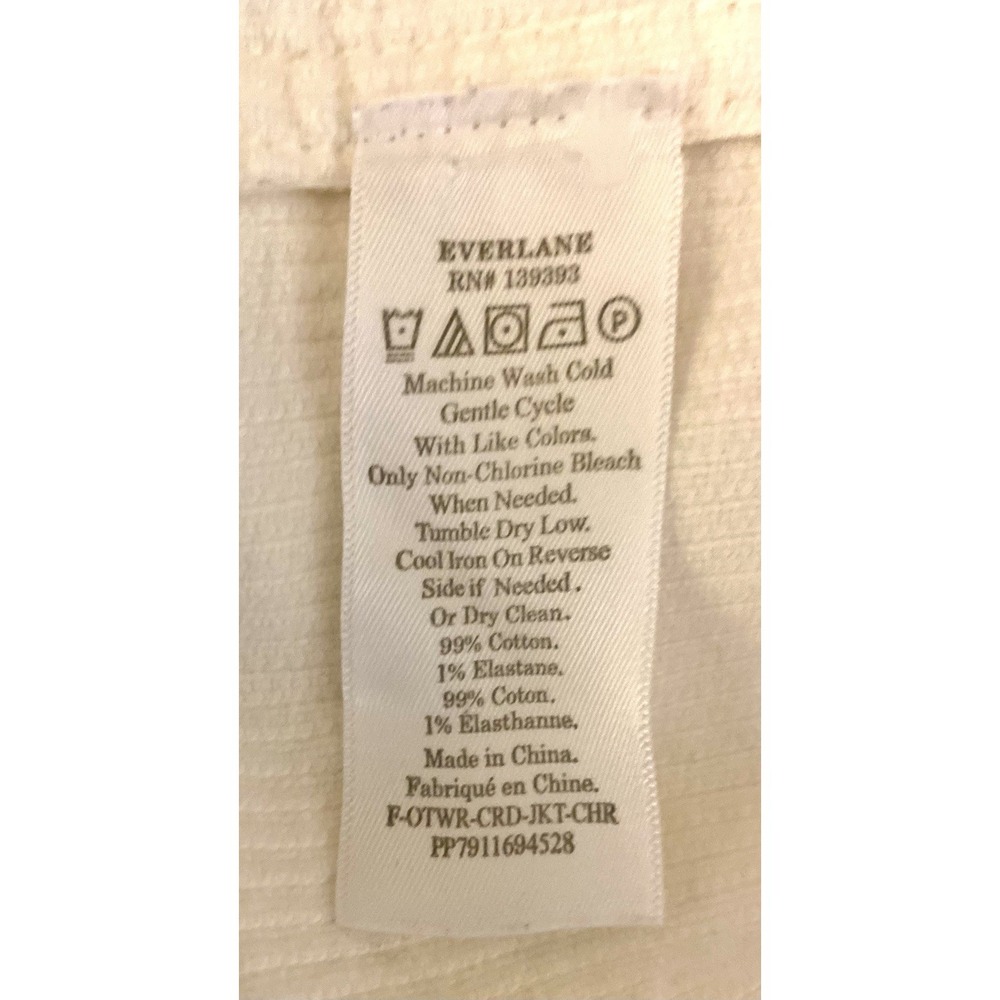 Everlane Women's Ivory Corduroy Button Chore Jacket Coat Pockets Vintage Vibe XL - Picture 4 of 4
